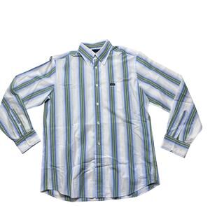 Faconnable Men's Classique Striped Button-Down Pocket Long‎ Sleeve Cotton Medium